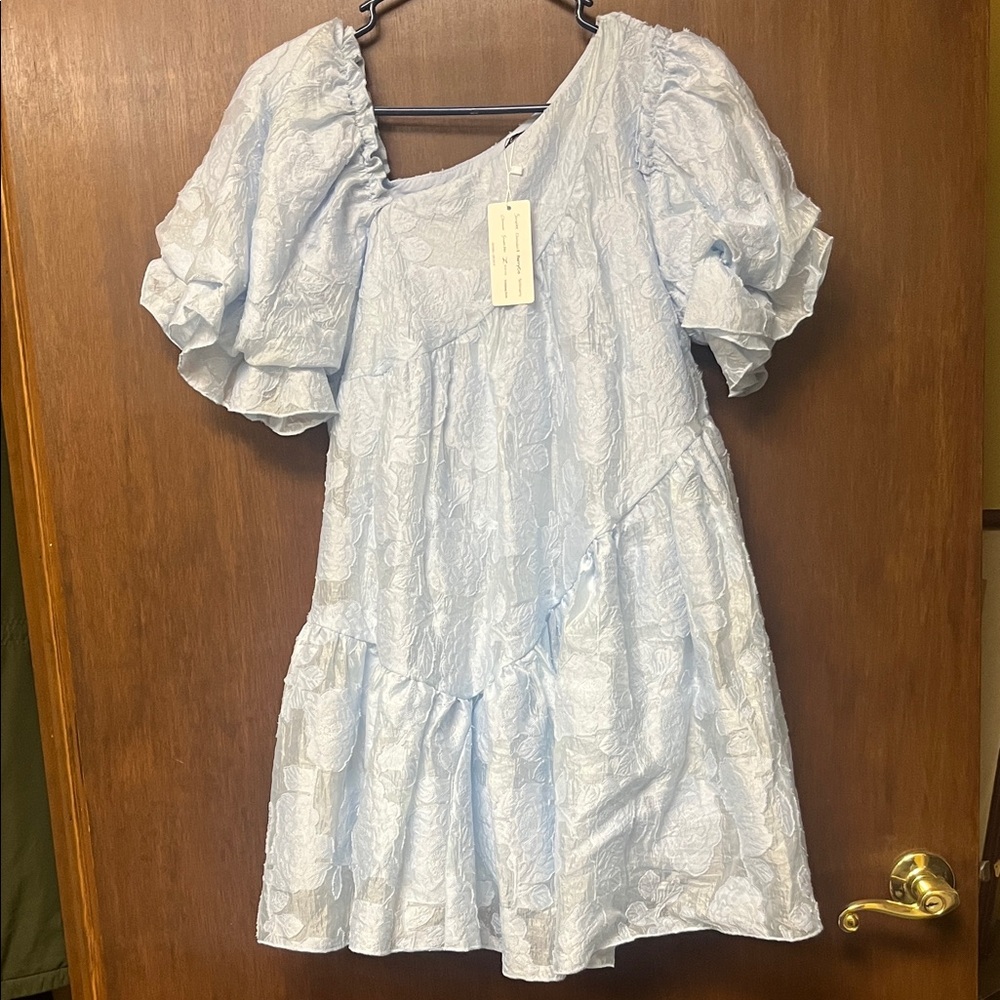 Simple Asymmetrical Light Blue Dress